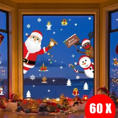 60 бр. Декоративни Коледни Стикери за Вълшебна Атмосфера XMASCLINGS®
