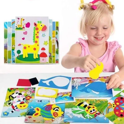 STICKYFUN® Вълнуващи 3D Пъзели със Стикери за Малки Творци (12 комплекта)