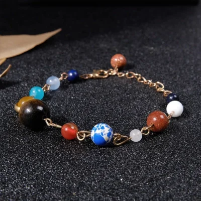 🪐 ALEGRIA® - Гривна от Естествени Камъни Представляващи Планетите от Слънчевата Система + Подаръчна Кутия 🎁