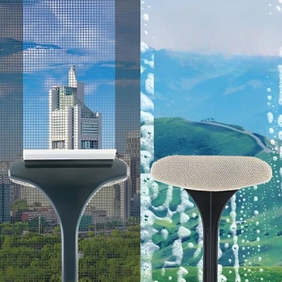 2в1 Четка с Гума За Почистване На Прозорци и Комарници - DUSTREL®