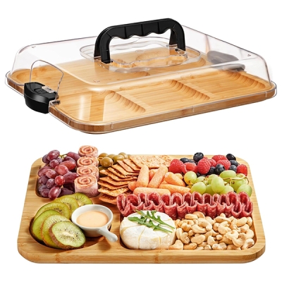 Бамбуков Поднос с 6 Отделения и Капак - TRAYLUXE®