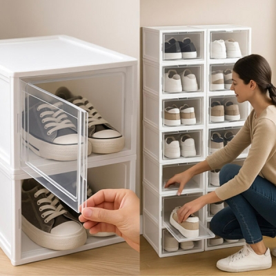 Сгъваем Шкаф За Обувки с Прозрачни Вратички - SHOZBOX®